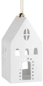 Porcelánový zavěšený svícen DOMEČEK - hranatý, různé velikosti