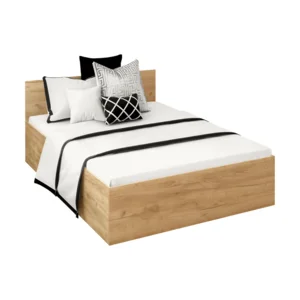 Postel 140x200 s úložným prostorem, kovovým roštem, dub craft zlatý