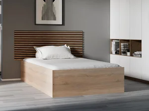 Postel BELLA 120x200 cm dub sonoma s lamelovým roštem a matrací Somnia 18 cm
