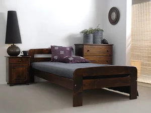 Postel CAYSON 90x200 cm s roštem – masiv borovice, moření ořech