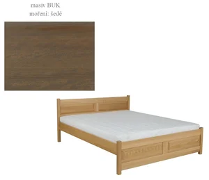 Postel DICHOTOMA 160x200, masiv buk, šedé moření