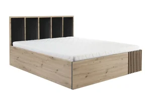 Postel FRAGILIS s úložným prostorem 160x200 cm, dub artisan/černá