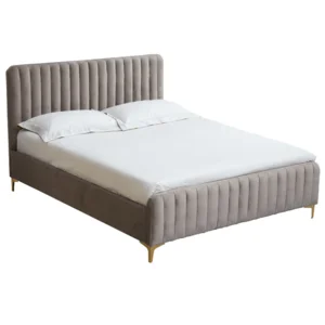 Postel KAISA 160x200 cm – šedohnědá taupe Velvet, matný zlatý chrom