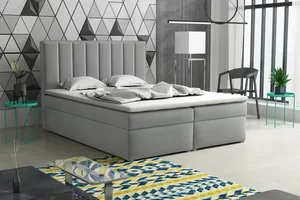 Postel LUCINI BOX s matrací 180×200, světle šedá