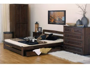 Postel OAKLEY 160×200 cm s roštem, masiv borovice – moření ořech