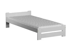 Postel RAFANUS 90x200 cm – masiv borovice, bílé moření, s roštem