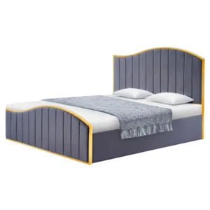 Postel s roštem 180x200 Georgia – tmavě šedá Velvet a zlatý chrom