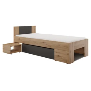 Postel s úložným prostorem 90×200 cm, dub artisan/antracit