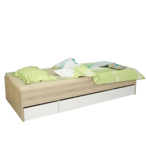 Postel s úložným prostorem Matiasi 90x200 cm – dub sonoma / bílá
