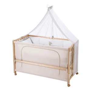 Postýlka na kolečkách s nebesy, 60×120 cm Roba, přírodní