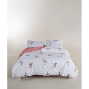 Povlečení Renforcé Breeze Floral 240×220 cm – bílo-růžové