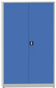 Pracovní dílenská skříň s 4 policemi, svařená, šedá a modrá, 1200x600x1950 mm