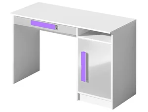 Pracovní stůl BLOURT – bílý lesk a fialová