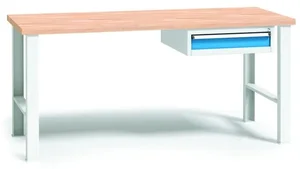 Pracovní stůl do dílny s nářadářským boxem, buková spárovka, 1500 mm