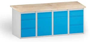 Pracovní stůl KOVONA s úložným systémem a pevným základem