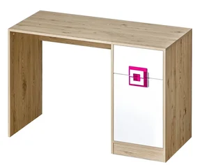 Pracovní stůl UWARA – dub jasný, bílá, růžová