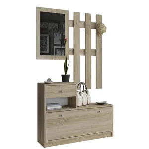 Předsíňová stěna s botníkem a zrcadlem – dub sonoma