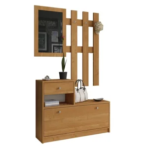 Předsíňová stěna s botníkem a zrcadlem – olše