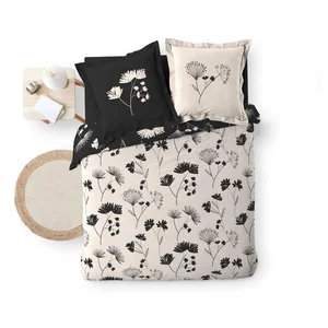 Prodlužované povlečení Iris 240x220 cm, bavlněný perkál, černo-béžové