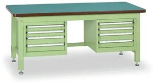 Profesionální dílenský stůl s úložnými zásuvkami 2x4, MDF + PVC, 1800x750 mm