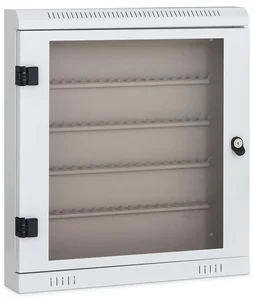 Prosklená klíčová skříňka 100 klíčů šedá