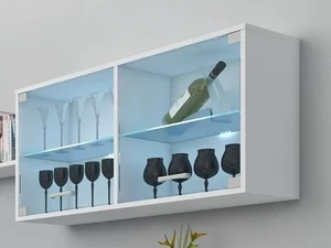Prosklená závěsná skříňka FARGONA – bílá, 96×48×32 cm, 5 let záruka