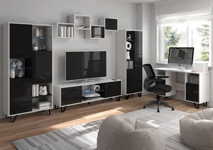 PRUDHOE 2: Studentský pokoj, bílý/černý lesk, 5 let záruka