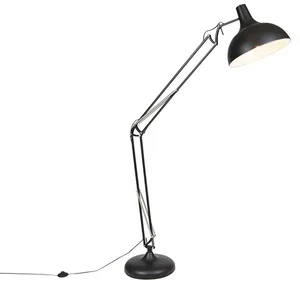 Průmyslová nastavitelá stojací lampa černá