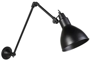 Průmyslová nastavitelná nástěnná lampa Wye černá