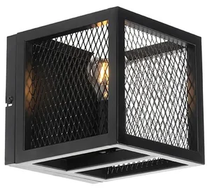 Průmyslová nástěnná černá lampa Cage Mesh