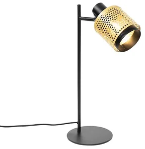 Průmyslová stolní lampa Kayden v černé a zlaté barvě
