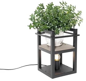 Průmyslová stolní lampa s dřevěnými prvky a stmívačem