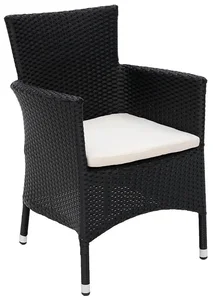 Ratanové stohovatelné křeslo MODENA s polstrem černé