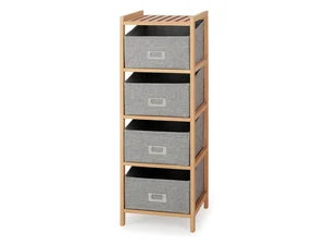 Regál DUERBECK s 4 boxy – přírodní/šedá