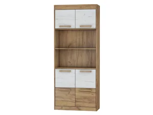 Regál GATTON s dvířky, craft zlatý / craft bílý