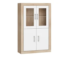 Regál GOUDINI 7 dub sonoma / bílý lesk, 90×141×34 cm, 5 let záruka