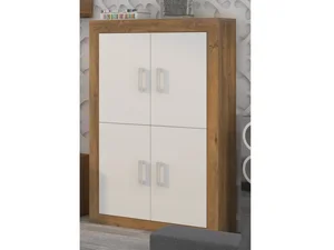 Regál GOUDINI 8 – dub burgundský / bílý lesk