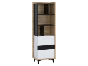 Regál KNUT 1D 65×195×42 cm – dub sonoma/bílá/černá
