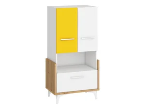 Regál LEPON 65N dub artisan/bílá/žlutá