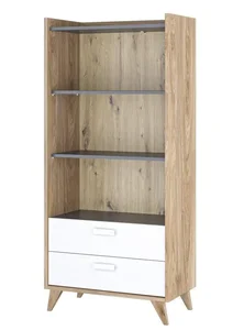 Regál MOYA 2S – dub Castello, šedá a bílá