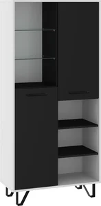 Regál PRUDHOE 2D, bílo-černý lesk