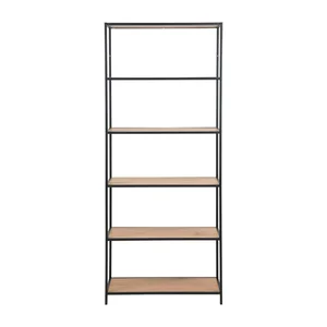 Regál Seaford 77 × 185 cm – dubový dekor, černá