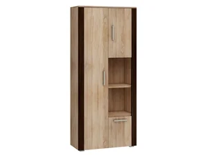 Regál WUBIN 3D s dvířky – dub sonoma/dub sonoma tmavý, 80×185×48 cm – 5 let záruka