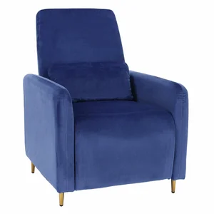 Relaxační polohovací křeslo NAURO, modrá velvetová látka