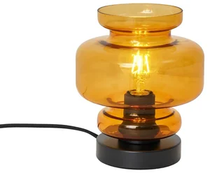 Retro stolní lampa s oranžovým sklem a stmívatelným funkcí