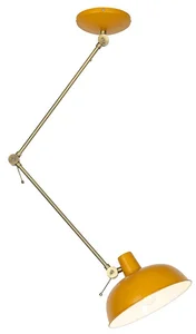 Retro stropní svítidlo žluté s bronzem