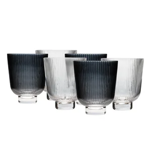 Retro svícny – set 6 kusů, 680 ml, čiré a kouřové sklo (EFRO)