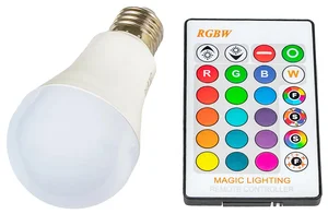 RGBW E27 5W LED žárovka s ovladačem