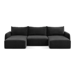 Rohová černá rozkládací pohovka Kalena s úložným prostorem – Makamii