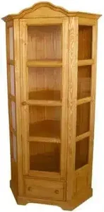 Rohová dřevěná vitrína 00705